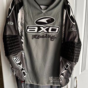 AXO Racing Vintage 90's Motosport Jersey Size Medium Long Sleeve Gray and Black